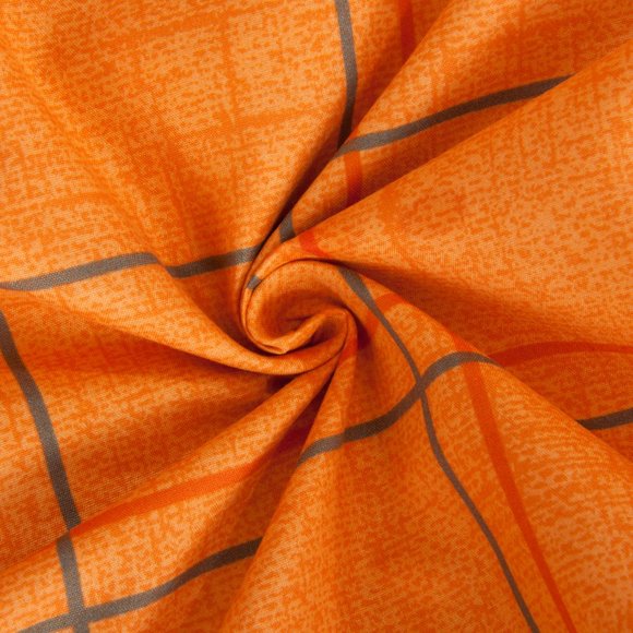 3 Pcs King Microfiber Duvet Cover Set, Orange Grid - Picture 2 of 6